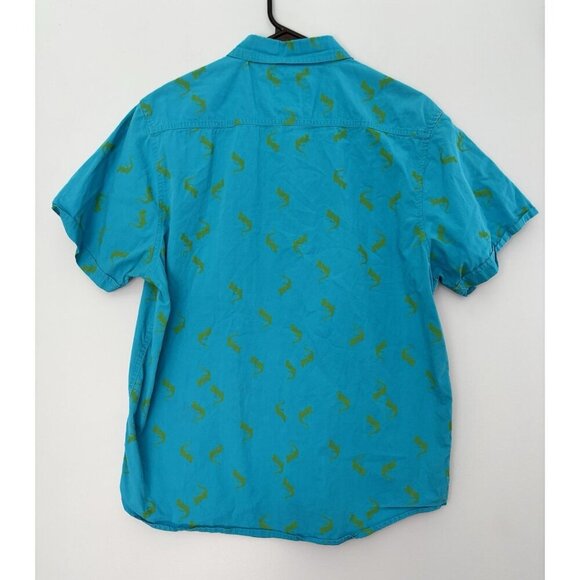 Vintage PLUGG Mens Lizard Gecko Print Casual Button Down/Up Shirt Size Large - Picture 2 of 7